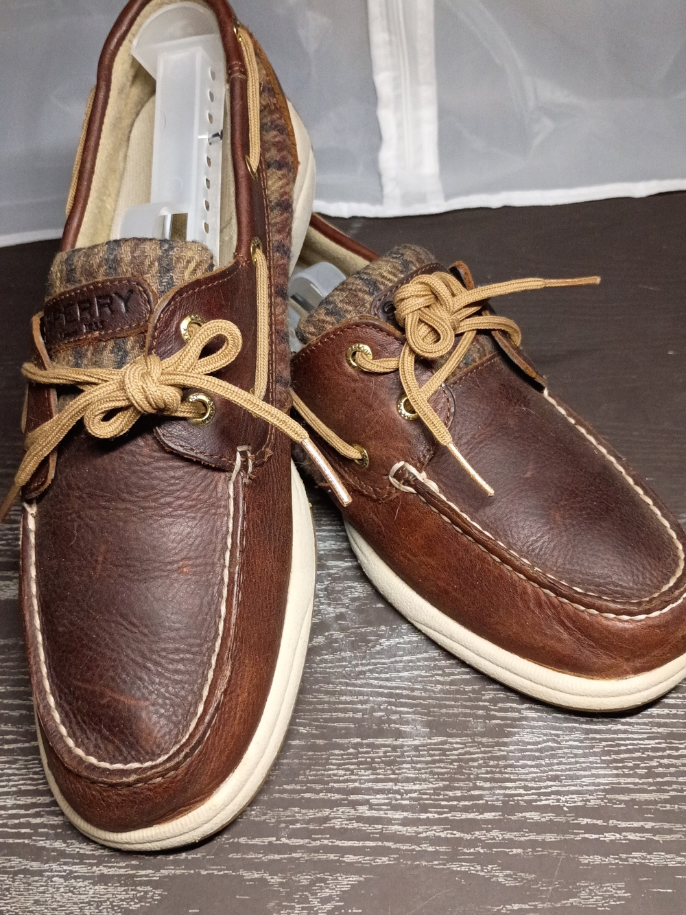 Sperry Brown Leather Moccasin Boat Shoes w/ Tan Laces. Women's 9.5M NEW